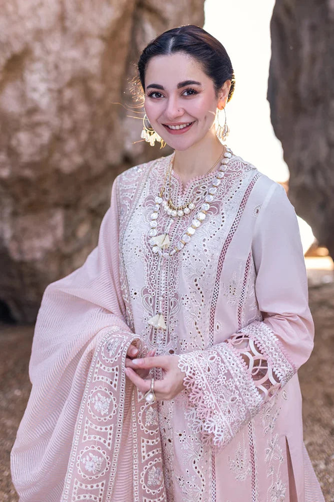 3PC LAWN EMBROIDERED SHIRT WITH ORGANZA EMBROIDERED DUPATTA AND TROUSER - HZG2180