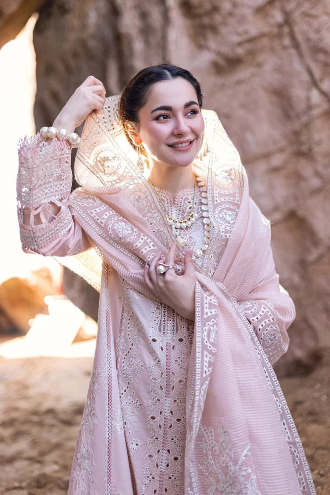 3PC LAWN EMBROIDERED SHIRT WITH ORGANZA EMBROIDERED DUPATTA AND TROUSER - HZG2180