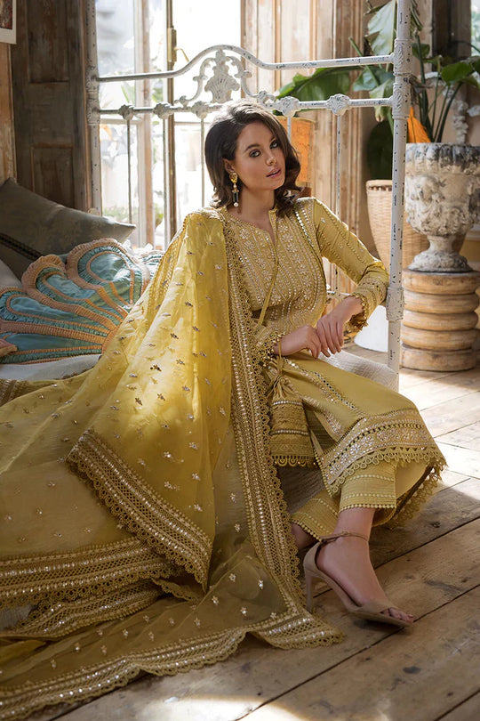 3 Piece Embroidered Lawn Suit with Organza dupatta SB62