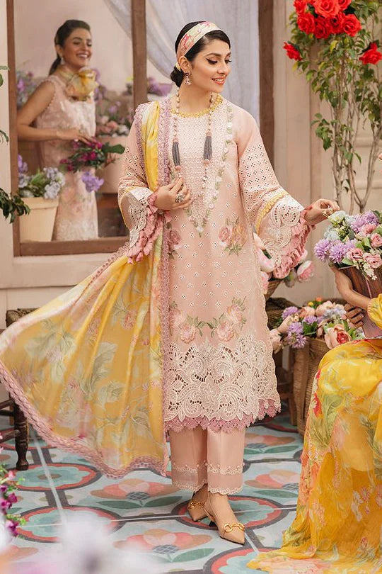 3 Piece Embroidered Lawn Shirt with Digital Printed Silk Dupatta MS22