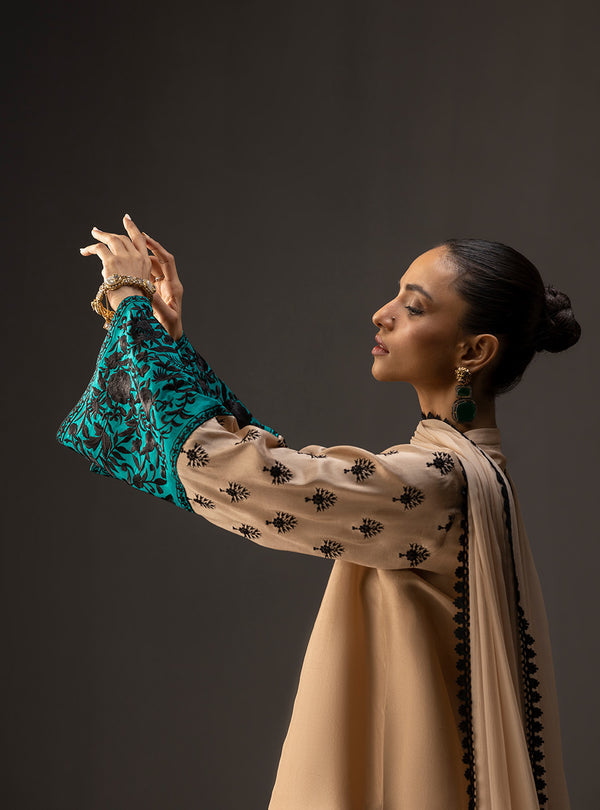 3 Piece Unstitched Embroidered and Printed SIlk Suit 229