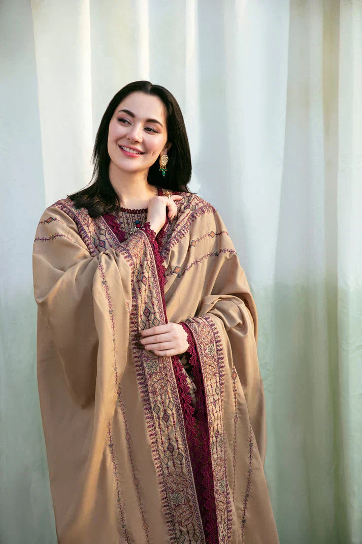 3PC DHANAK EMBROIDERED UNSTICHED SUIT 258