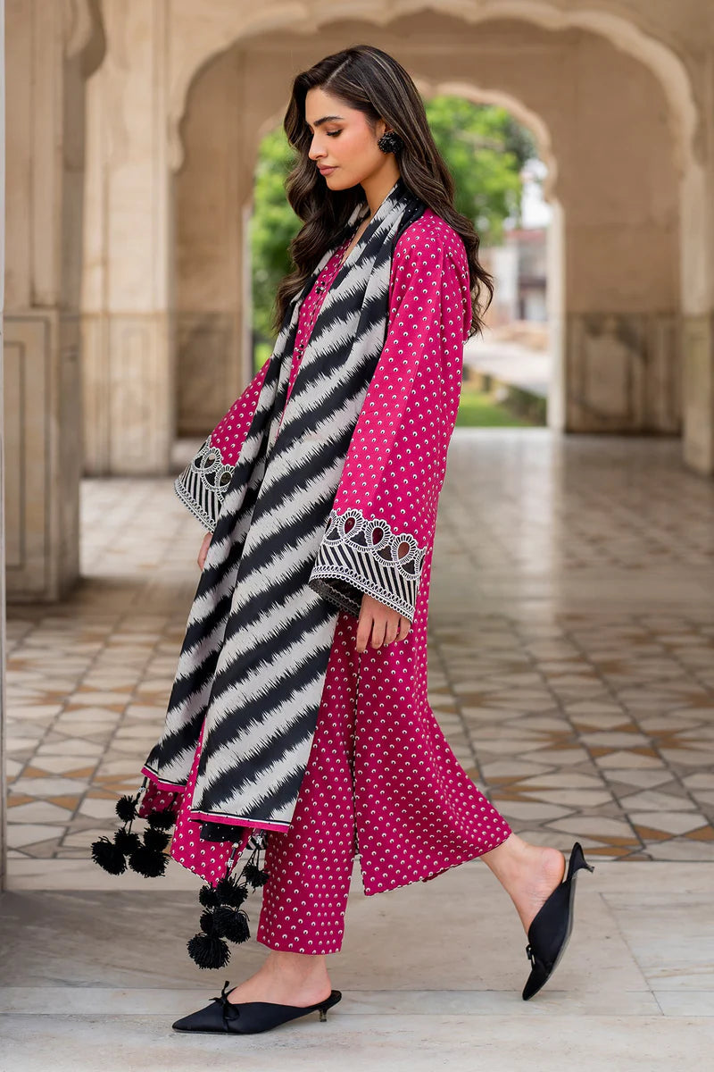 3 Piece Digital Printed Lawn Shirt Trouser with Lawn Dupatta BQ411