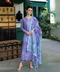 3 Piece Embroidered Lawn Shirt with Printed Cotton Net Dupatta 1329