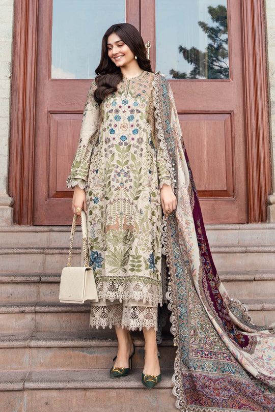 Dhanak-3PC Embroidered Shirt with Digital Printed Wool Shawl 669