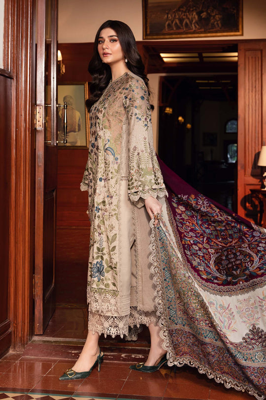 Dhanak-3PC Embroidered Shirt with Digital Printed Wool Shawl 669