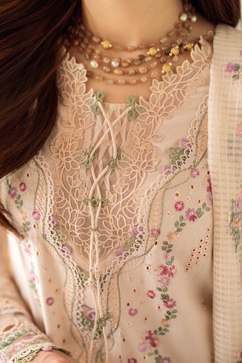 3PC LAWN EMBROIDERED SHIRT WITH COTTON NET EMBROIDERED DUPATTA AND TROUSER - 10013