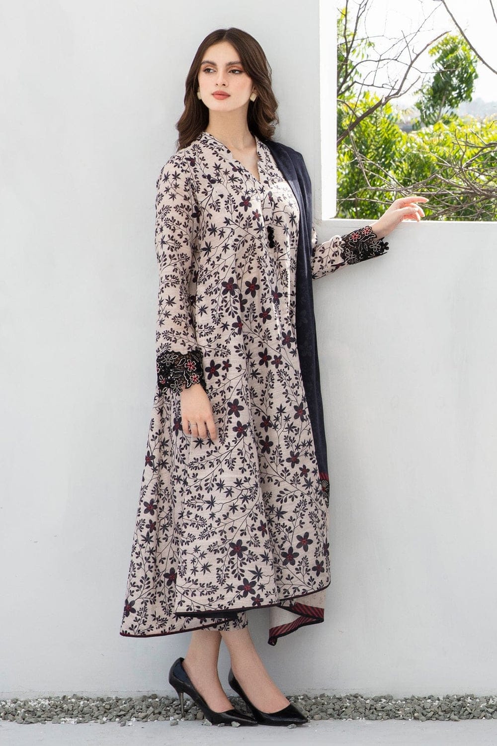 3 Piece Digital Printed Lawn Shirt Trouser with Lawn Dupatta BQ410