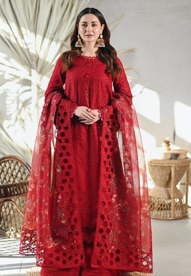 3 Piece Embroidered Lawn Shirt with Embroidered Organza Dupatta MB2505